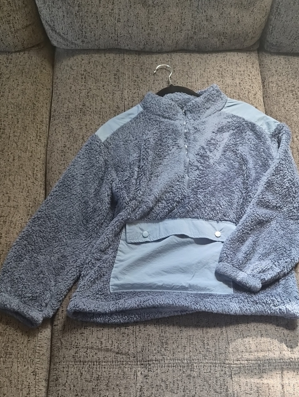 Kids Plush Half-Zip Pullover Jacket in Light Blue